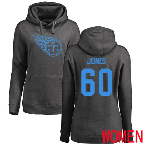 Tennessee Titans Ash Women Ben Jones One Color NFL Football #60 Pullover Hoodie Sweatshirts